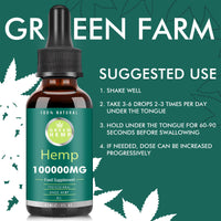 GREEN HEMP Premium Natural Oil Drops, High Potency Formula, Rich in Omega 3-6-9, Fatty Acid & Vitamin C-E, 100000mg 60ml