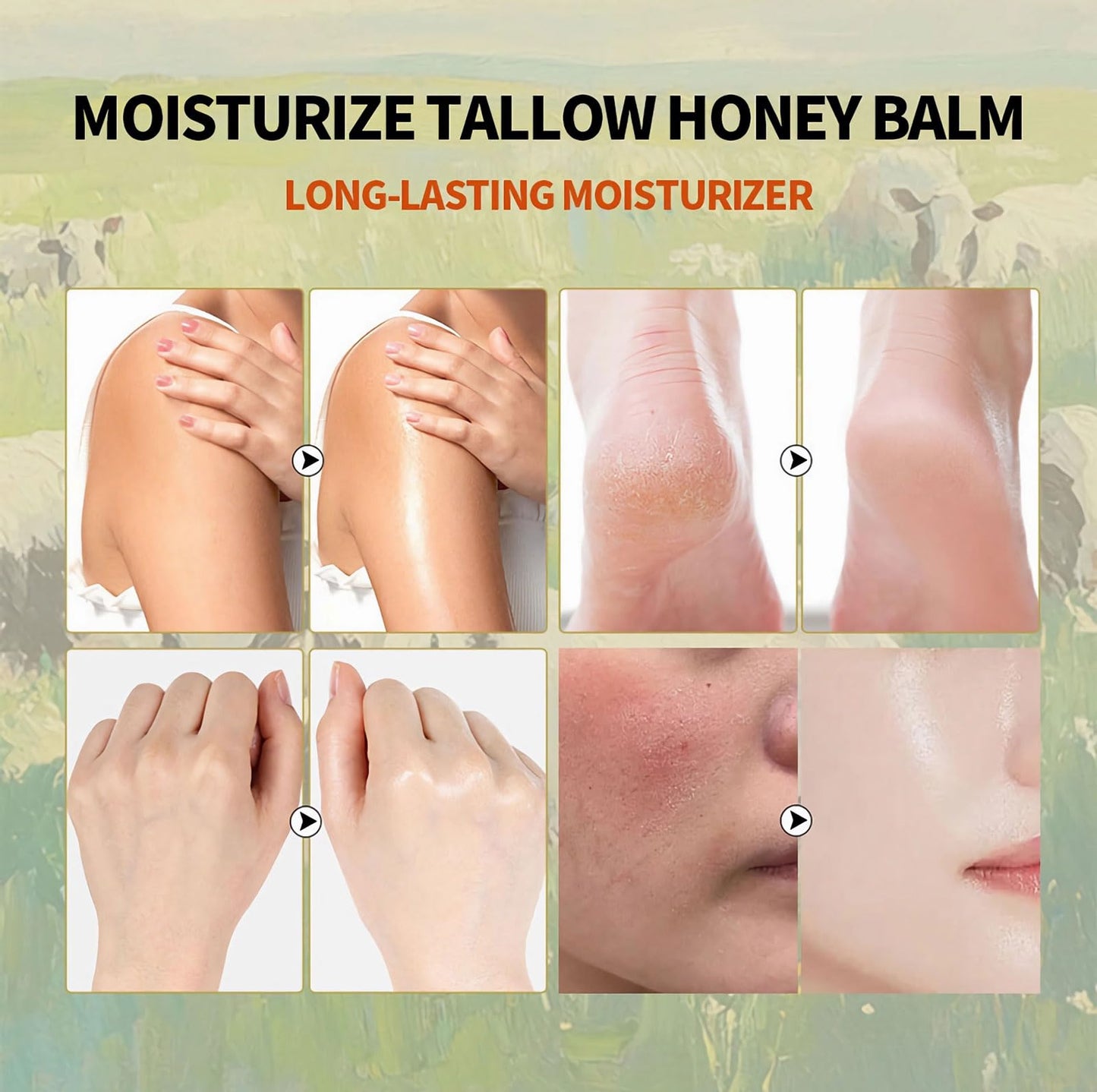 mercham Beef Tallow Skin Care, Beef Tallow Honey Balm, Beef Tallow Moisturiser for Face & Body, Deeply Nourishing, Organic Tallow Face Cream for Dry Skin (100g)