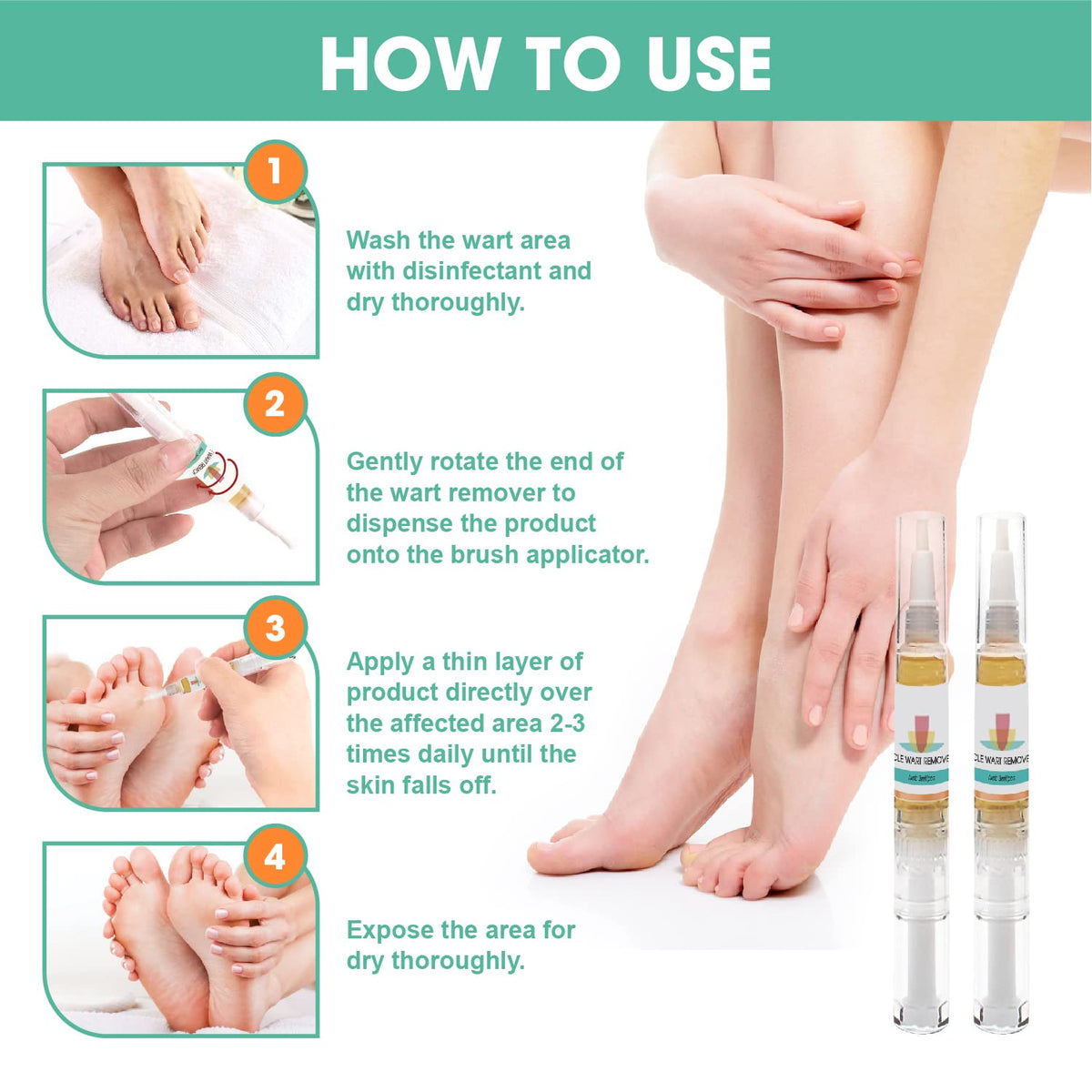 KATIX Wart Remover Fast-Acting and Effect - 2 Pen per Box Suitable for All Skin Types - 2-in-1 Wart & Verruca Treatment, Foot & Hand Wart Strong Remover - Natural & Safe Remover
