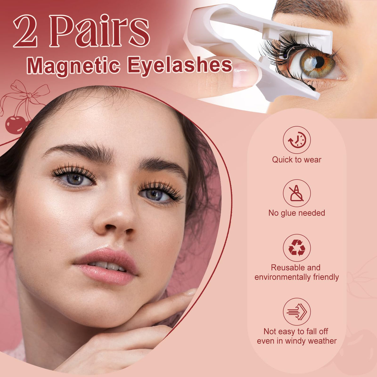 Higu clace Magnetic Eyelashes kit, Reusable Magnetic Lashes Set with Applicator, Waterproof No Glue Lashes for Party and Wedding (Style NB)