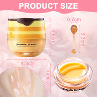 Anmahe 3Pcs Bee Lip Balm Honey Pot with Stick, Lip Mask Day And Night Repair and Care, Moisturizing Lip Sleeping Cream, Silky Hydrate Repair Prevent Dry Cracked Lip Exfoliator(Honey+Strawberry+Watermelon)