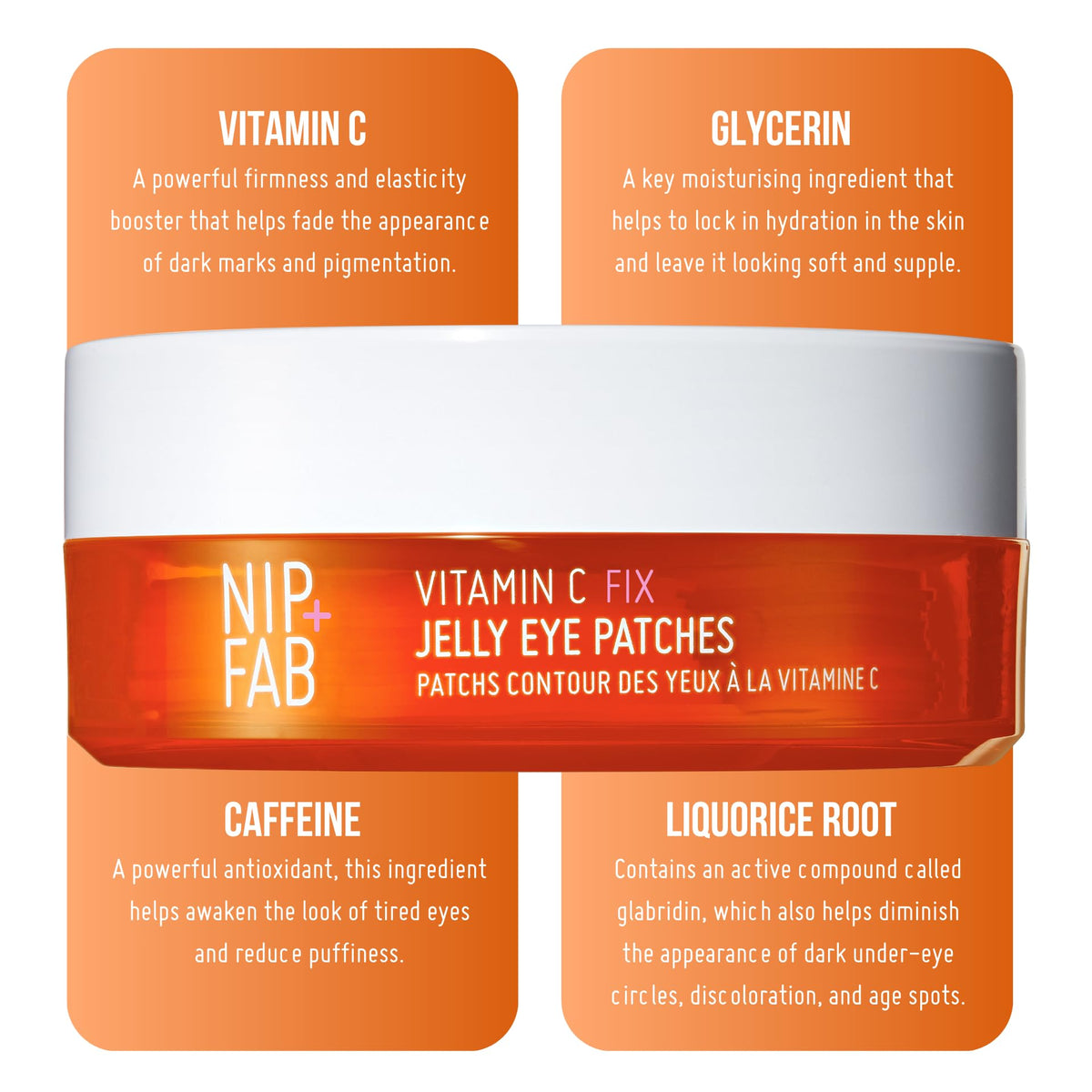 Nip+Fab Vitamin C Jelly Eye Patches, Brightening and Hydrating, 20 pairs