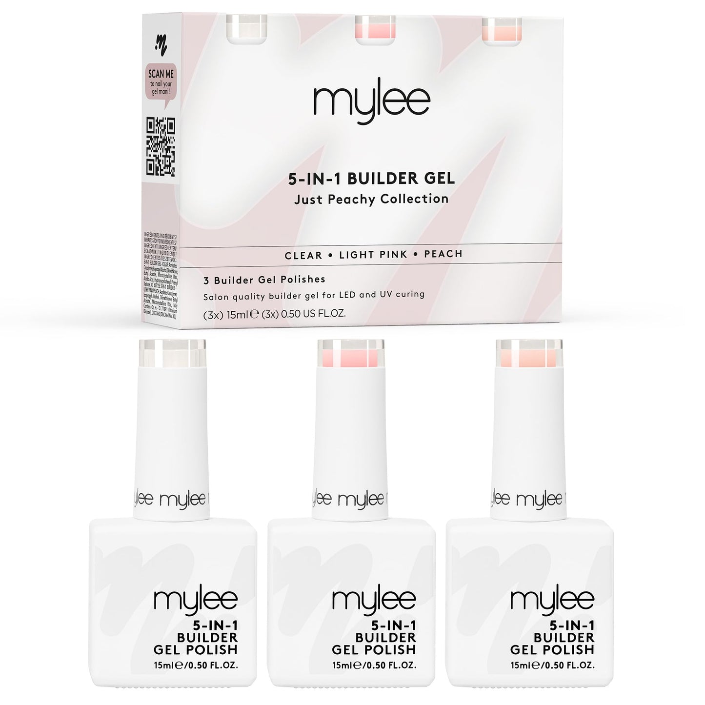 MYLEE Mylee 5 in 1 Builder Base Strengthening Gel Trio 3x15ml (Just Peachy)