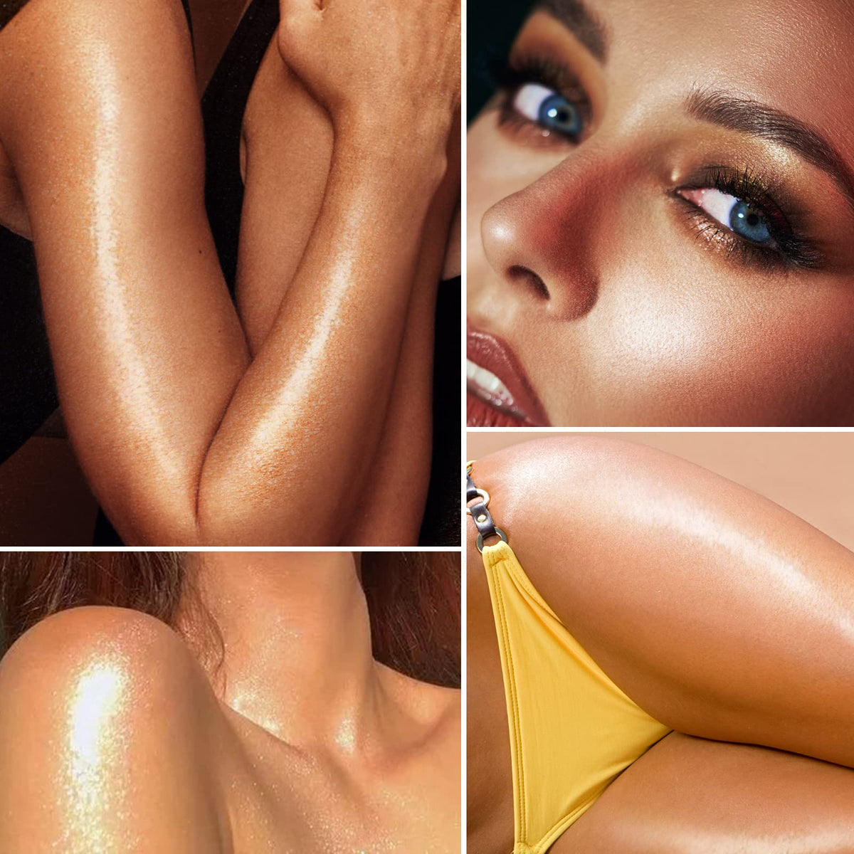 Phoera PHOERA High Gloss Waterproof Body Luminizer Glitter Face Shimmer Moisturizer Lotion Tan Cream Foundation Makeup Bronzer AQUAPURITY - 101 Rose Gold