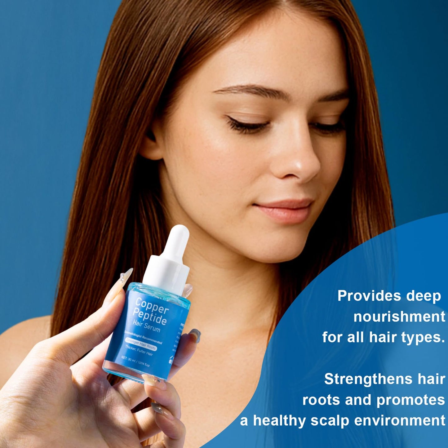 Orknglowy 2PCS Copper Peptide Hair Serum Growth for Women & Men, Hair Serum for Hair Growth with Castor Oil, Reduces Hair Loss, Promotes Hair Regrowth, Repair Damaged Hair, Hair Oil for Dry Damaged Hair