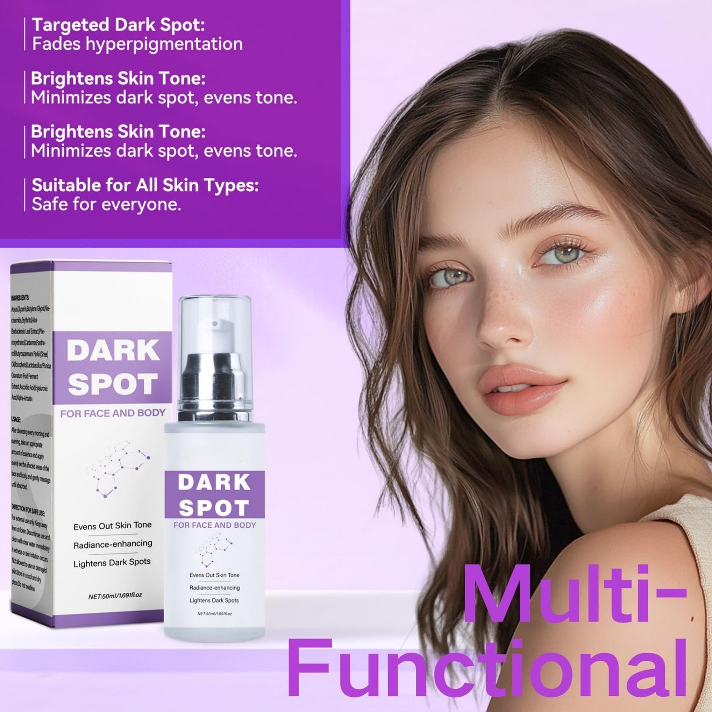 Cureluxe Dark Spot Remover for Face & Body - Melasma Treatment Cream with Niacinamide & Hyaluronic Acid, Pigmentation Removal Cream for Age Spots & Hyperpigmentation, Correcting Glow Serum, 50ml Moisturiser