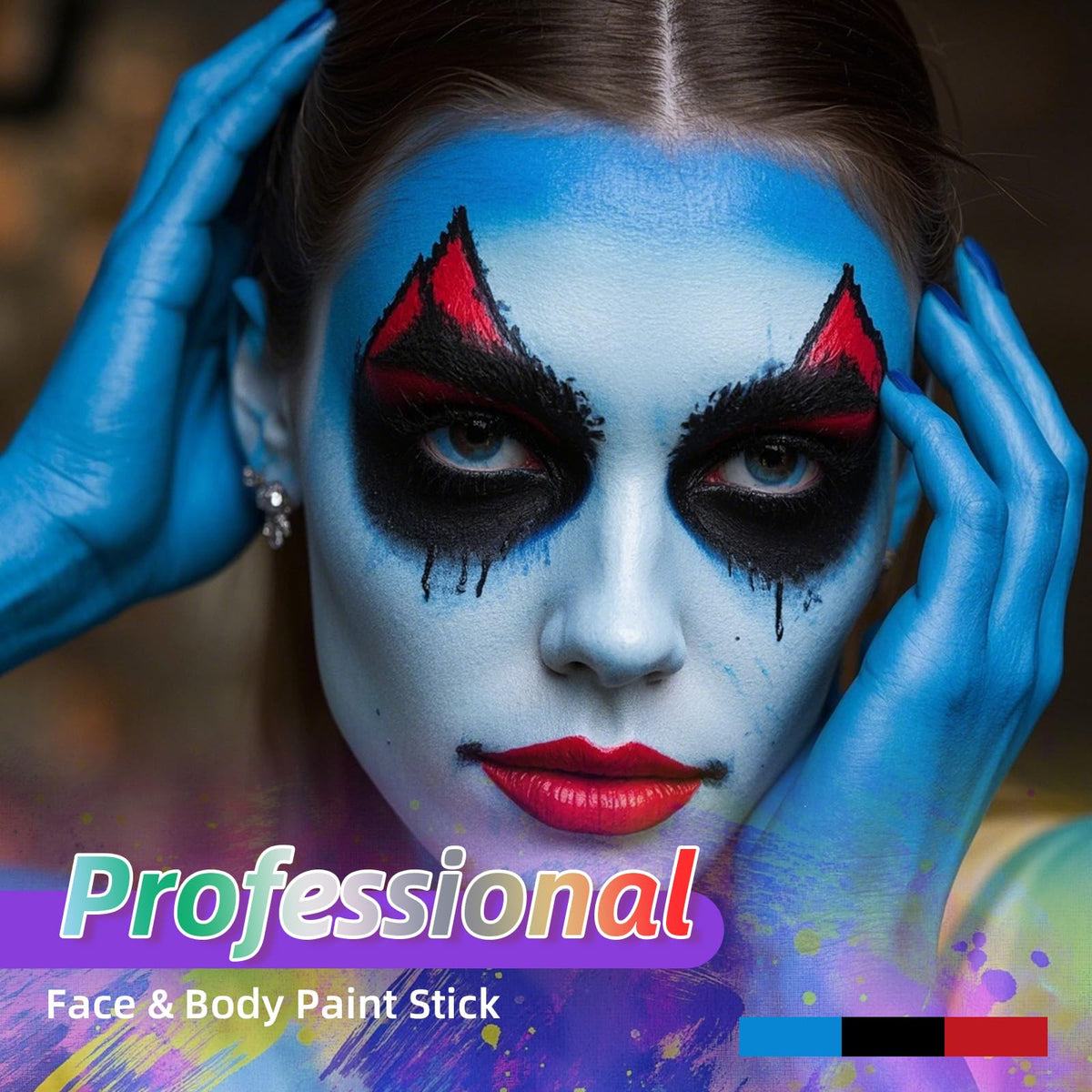YBUETE Blue Face Body Paint, Professional Paint for Halloween Cosplay Costume Party, Full-coverage Multi-Color Cream Makeup Blendable Body Painting for Adults Halloween Cosplay SFX Makeup Paint