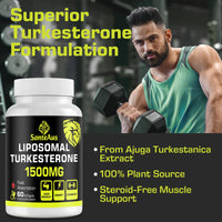 SanteAus Liposomal Turkesterone Capsules 1500mg Supplement, Max Strength Ajuga Turkestanica Extract, Standardized to 20% Turkesterone, Optimal Absorption, Muscle Growth & Recovery, Gluten Free, Fillers Free