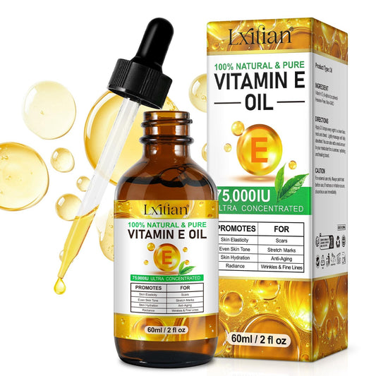 ZTSMSWY Pure Vitamin E Oil for Skin & Hair - 100% Natural Organic Vitamin E Oil - Cold Pressed 2 Fl Oz, Moisturizes & Protects - for Face, Body, Scars & Cuticles