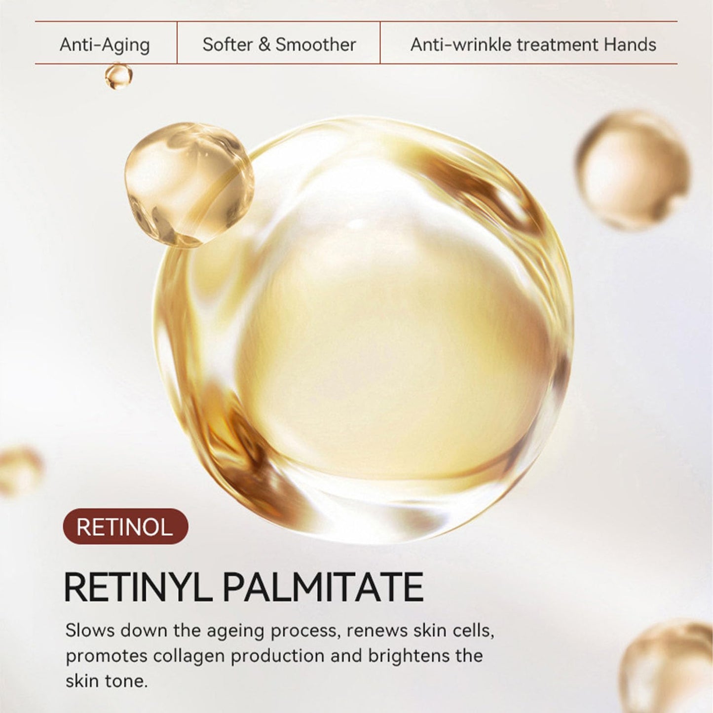 HERBINSOLS Retinol Hand Cream - Anti Aging Hand Cream - Hand Repair Cream Firming & Moisturising - Retinol Moisture Intensive hand cream for Very Dry Hands, Care for Skin, Nails & Cuticles