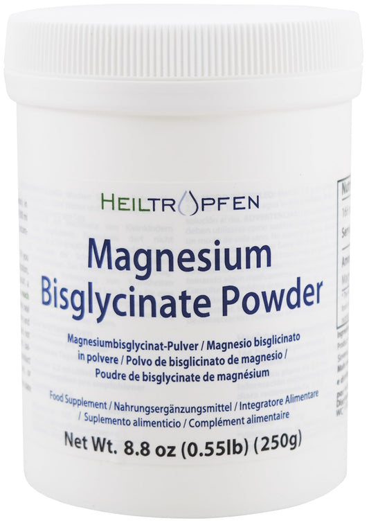 Magnesium glycinate as Magnesium bisglycinate | 0.55 lb – 250 g | Crystal Powder Soluble in Water | Heiltropfen®