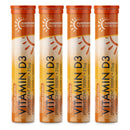 Sunshine Nutrition Vitamin D Effervescent Tablets - Dissolvable High Strength Vitamin D3-20 Vitamins Per Tube (4 Pack)