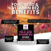 Stronglife Folic Acid & Vitamin B12 Patches – High Absorption, 12-Hour Release – Supports Energy, Mood, & Immune Health – Easy-to-Use – 30 Patches – Natural Ingredients – Like - Capsules & Powder
