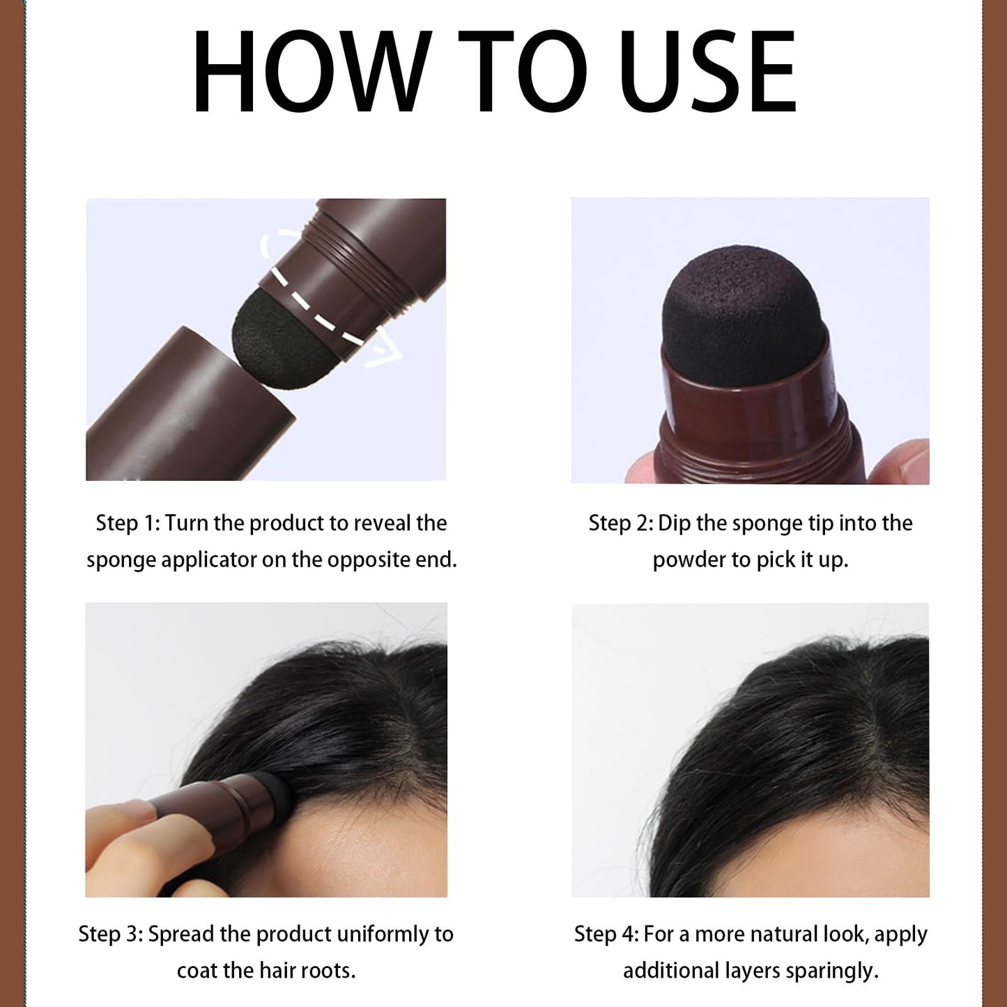 Shengqialun Root Cover Up Powder, Hairline Powder Dark Brown, Hair Root Colour Touch Up Instantly, Hair Roots Concealer Waterproof & Sweatproof, Grey Hair Cover Up For Women Men