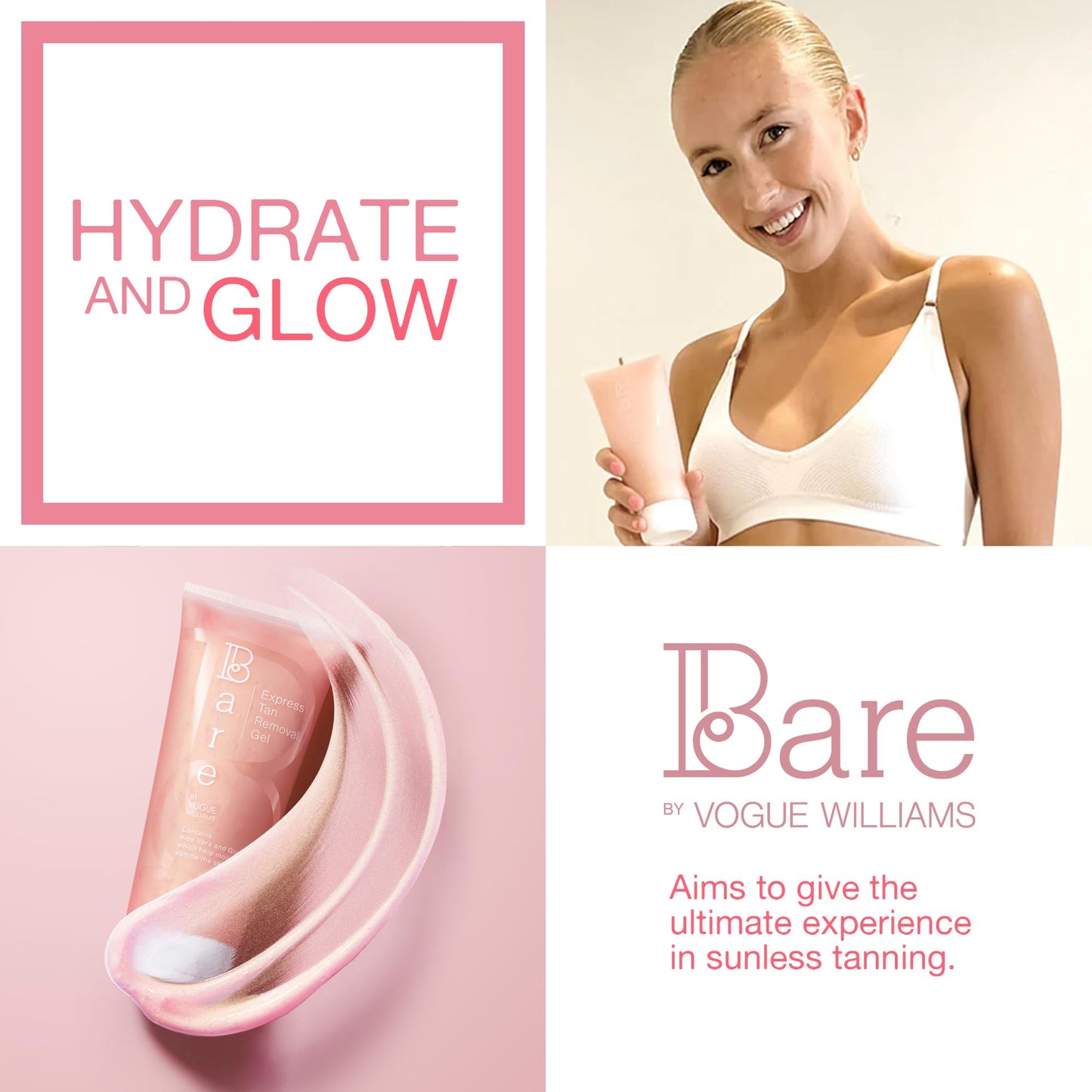 LUNA BY LISA JORDAN Bare By Vogue Express Tan Remover Gel - Quickly Removes Fake Tan While Hydrating Your Skin - Contains Aloe Vera & Glycerin - Self Tan Eraser, 200ml