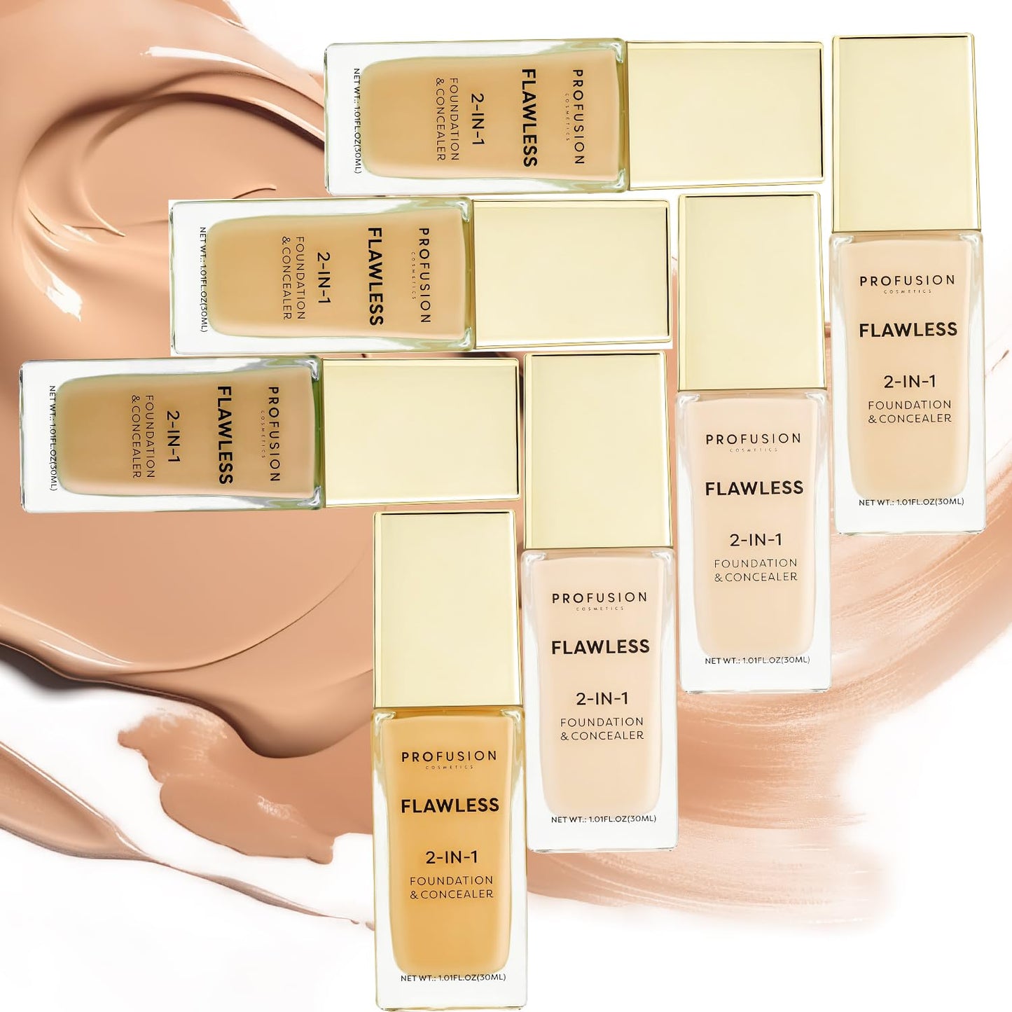 Profusion Cosmetics 2-In-1 Foundation and Concealer for Medium Skin Tone, Flawless Full Coverage and Matte Finish with Convenient Solution for Achieving Polished Look - True Nude