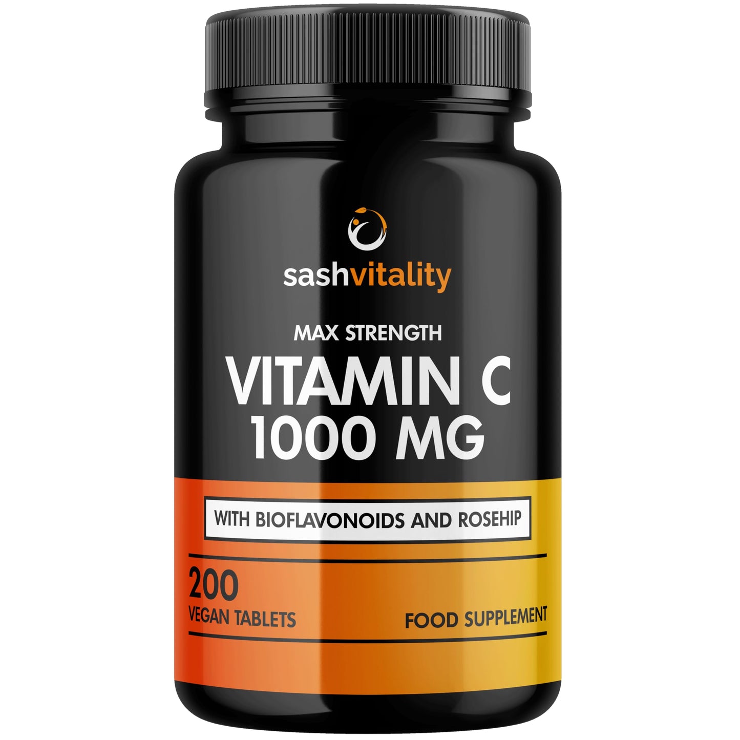 SASH Vitality Vitamin C 1000mg - 200 Vegan Tablets - Added Bioflavonoids & Rosehip - Supports The Immune System and Reduces Tiredness and Fatigue - UK Made Sash Vitality - Anti-Inflammatory - Allery Support