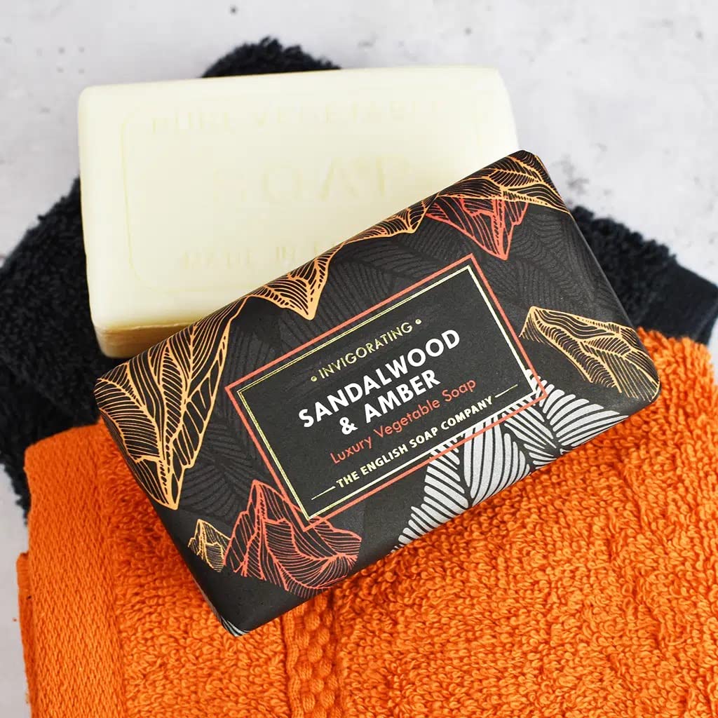The English Soap Company Radiant Collection Invigorating Sandalwood & Amber Wrapped Soap Bar 190g