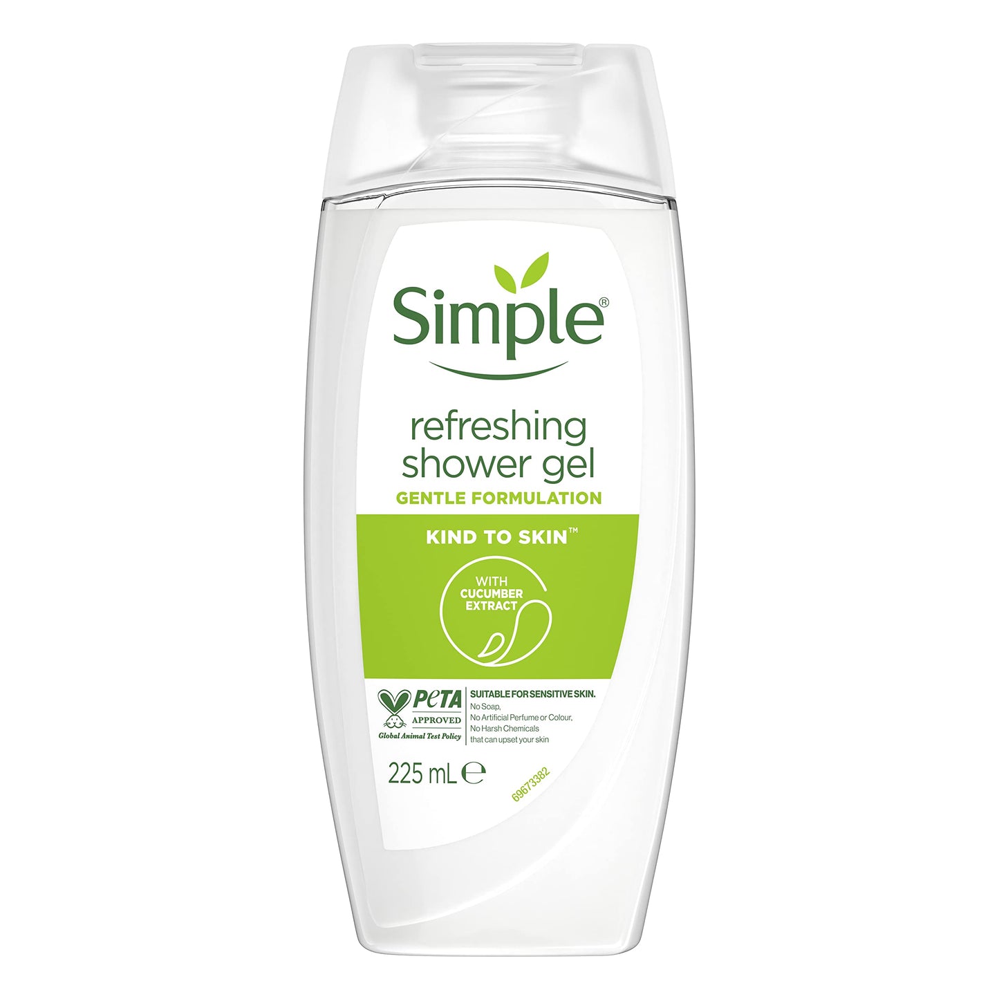 Simple Kind to Skin Refreshing Shower Gel pack of 6 body wash with natural cucumber extract for dry skin 225 ML