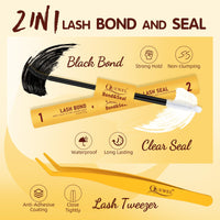 QUEWEL Cluster-Lashes Kit, Individual-Eyelashes Kit 10-16mm Cat Eye Lash Clusters 84Pcs Bond and Seal Lash Kit, DIY Lash Extensions at Home(Kitten Kit)