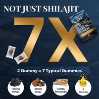 Veenuule 1400MG Shilajit Gummies, Pure High Strength Himalayan Shilajit Gummies with Chaga & Ashwagandha, Shilajit Gummies for Men & Women, 85+ Trace Minerals & Fulvic Acid, Zero Sugar, 60 Gummies
