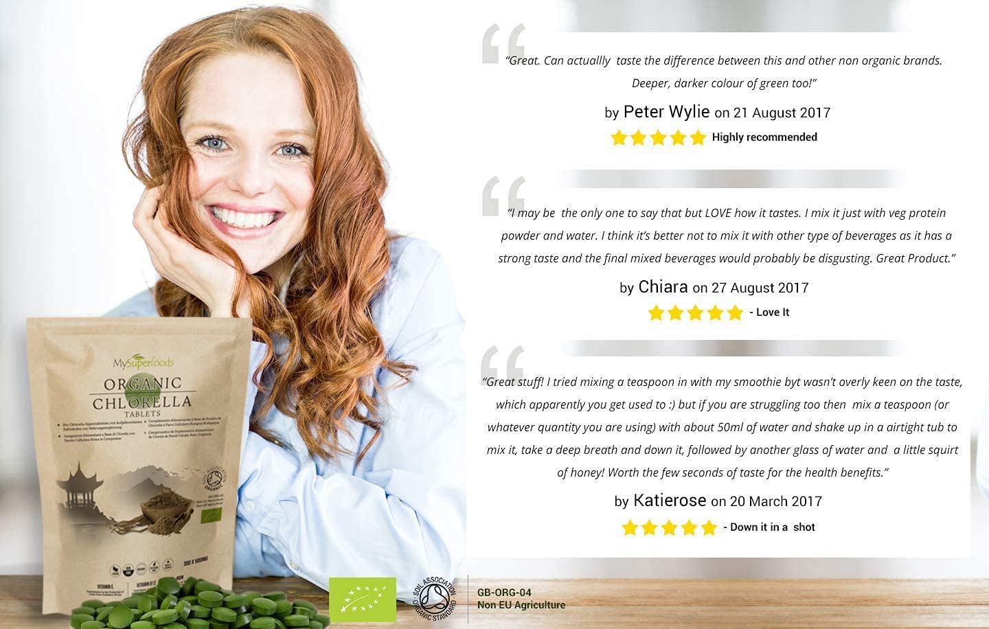 MySuperfoods Organic Chlorella Tablets (300 x 500mg), Natural Source of Protein