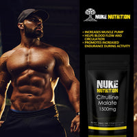 Nuke Nutrition L Citrulline Malate Capsules | 60 Capsules | High Strength 1500mg Dose Supplement | Boost Circulation, Performance & Muscle Recovery | 100% Natural, Preservative & Filler Free | Vegan