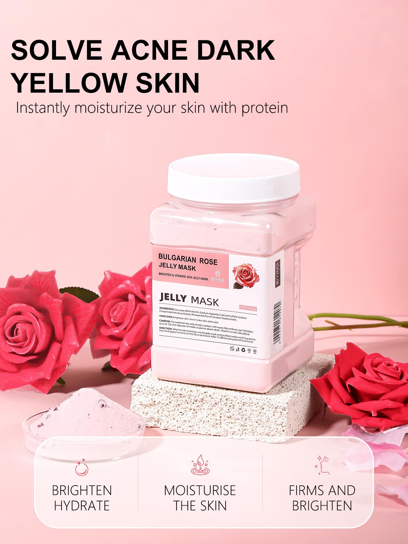 ChicNana Jelly Face Mask Peel Off Powder 650g Jelly Face Mask Set Moisturizing and Hydrating Repair and Smooth Skin Care for Home Salon Spa Kit (BULGARIAN ROSE)