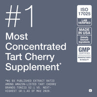 Toniiq Tart Cherry Capsules - Ultra High Potency 52:1 Extract - Highly Concentrated - Third-Party Lab Tested for Purity & Quality - 60 Capsules