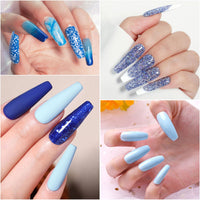Yueshop 6 Colors Blue Gel Nail Polish Set - Dark Blue Glitter Ocean Silver Sparkle Diamond Gel Nail Polish, Soak Off Gel Nail Varnish Manicure Kit For Beauty Gift (6x8ml)