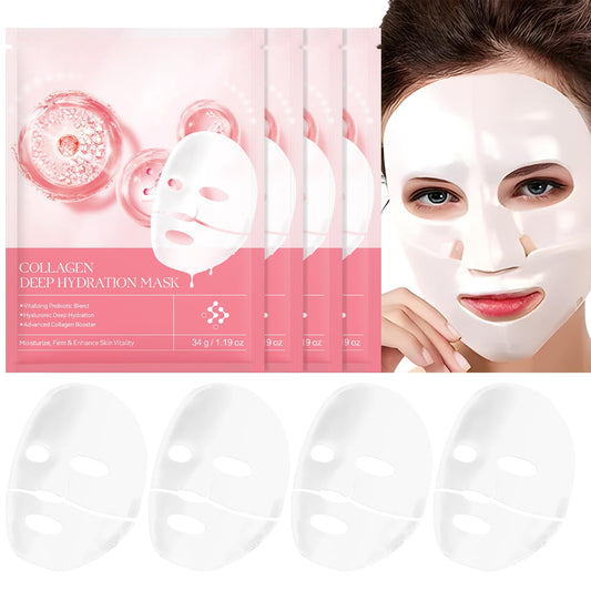 QLIGES Collagen Face Mask 4pcs, Collagen Mask Overnight, Skincare Mask Korean Face Mask for Soothe, Repair, Deep Hydration