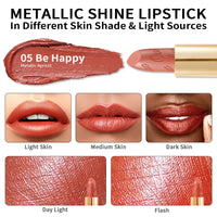 Oulac OULAC Metallic Shine Glitter Lipstick Set, Nude High Impact Lipcolor, Lightweight Soft and Ultra Hydrating, Long Lasting, Vegan 05+25