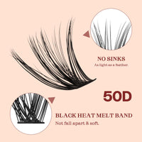 Higu clace Individual Lashes Cluster 320pcs, D curl Lash Clusters 50D DIY Individual Eyelashes 12-18mm Mixed,Wispy Lash Extension Clusters Reusable False Lashes Clusters(50D Dcurl 12-18mm)