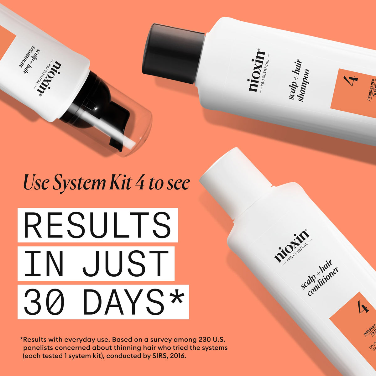 NIOXIN Nioxin System 4 Scalp + Hair Thickening Treatment - Serum for Coloured, Dry and Damaged Hair with Progressed Thinning - with Niacinamide and Biotin, 100ml