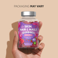 Horbäach Hair Skin Nail Gummies for Teens | 60 Count | Raspberry Flavour | 5000ug of Biotin for Hair Growth | with Folic Acid, Inositol, Choline & More | Suitable for Vegans | by Horbaach
