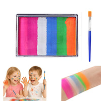 Generic Kids Face Paint Palette with 5 Vibrant Colours & a Fine Brush - Non- Water-Based Makeup Kit for Birthday Parties, Costumes, Festivals, Creative Art Activities, Washable & Easy to Use for Ages 3+