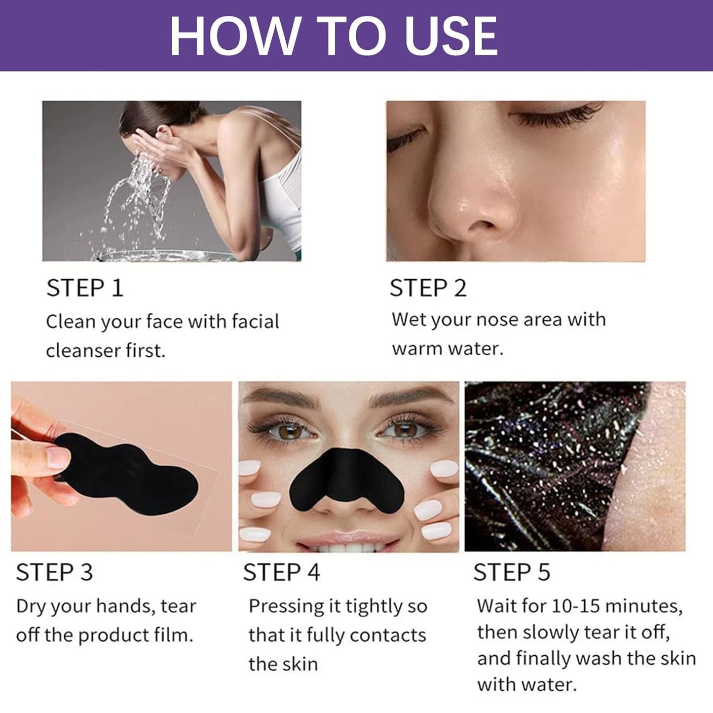 QEEROYO Nose Strips, Nose Strips Blackhead, 50 pcs Pore Strips, Blackhead Pore Strips, Pore Strips for Blackheads, Deep Cleansing Nose Strips, Deep Cleansing Nose Pore Strips for Madam Blackheads Removal