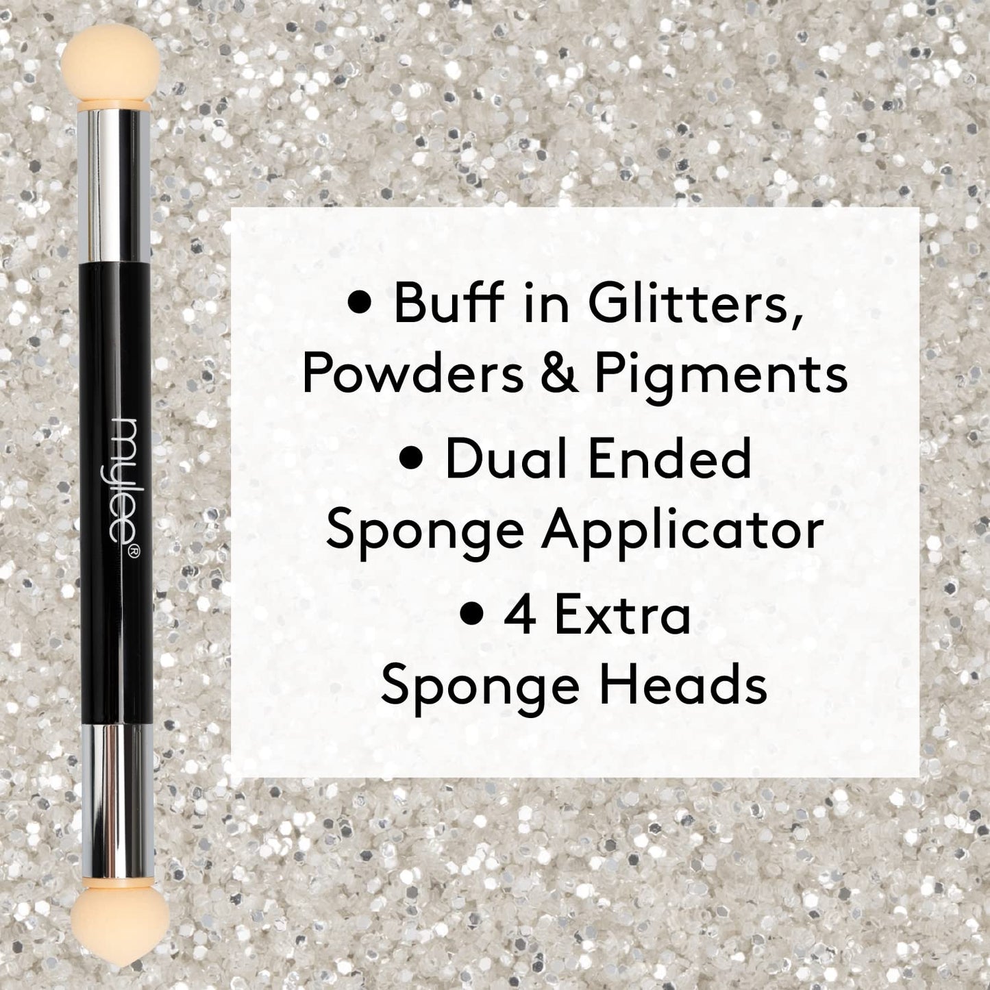 Mylee Dual Ended Sponge Applicator Pen - Portable Dimensions - Buffs Pigments, Glitters and Flakes - Gradient, Ombre Effect, DIY Nail Art Tool - 4 Replacement Heads - Vegan and Cruelty Free