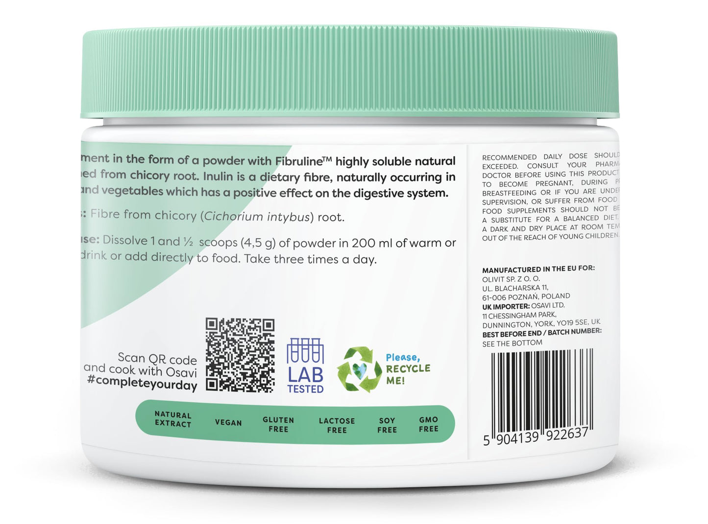 OSAVI Osavi Inulin – 270 g | Highly Soluble Chicory Root Inulin Powder for Digestive Health | Supports Bowel Function & Natural Fiber Intake