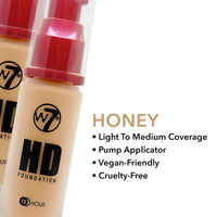 W7 | Foundation | HD Foundation - Honey | Light to Medium Coverage, Lightweight and Long Lasting