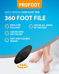 PROFOOT Profoot 360 Foot File - Foot File Ideal for Calluses - Ergonomic Unique Design - Removes Hard Skin and Calluses - Gentle Remover Leaving Feet Smooth