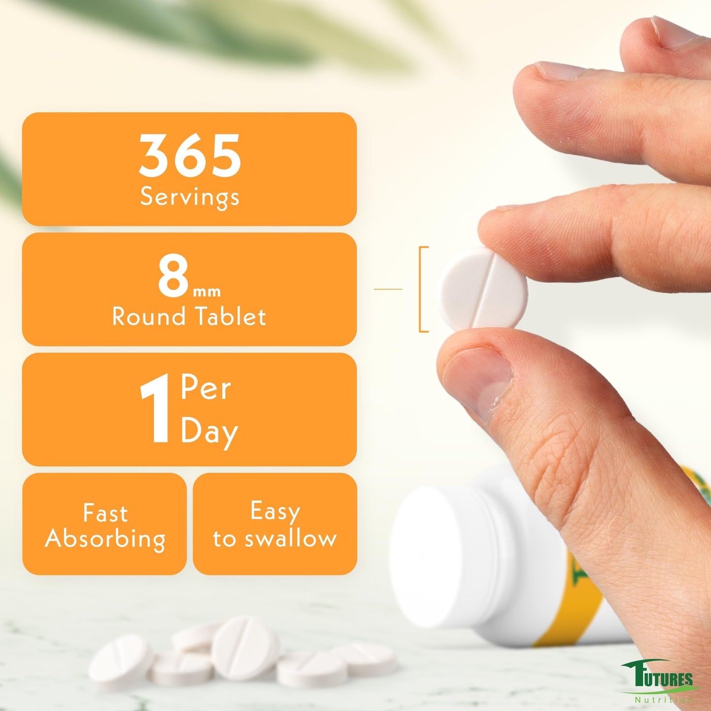 Futures Nutrition Vitamin D3 4000 IU - Vitamin D High Strength 4000iu - Vitamin D Tablets GMO & Gluten Free - 365 VIT D3 Tablets - Immune System Booster D3 Vitamins Supplements for Men and Women