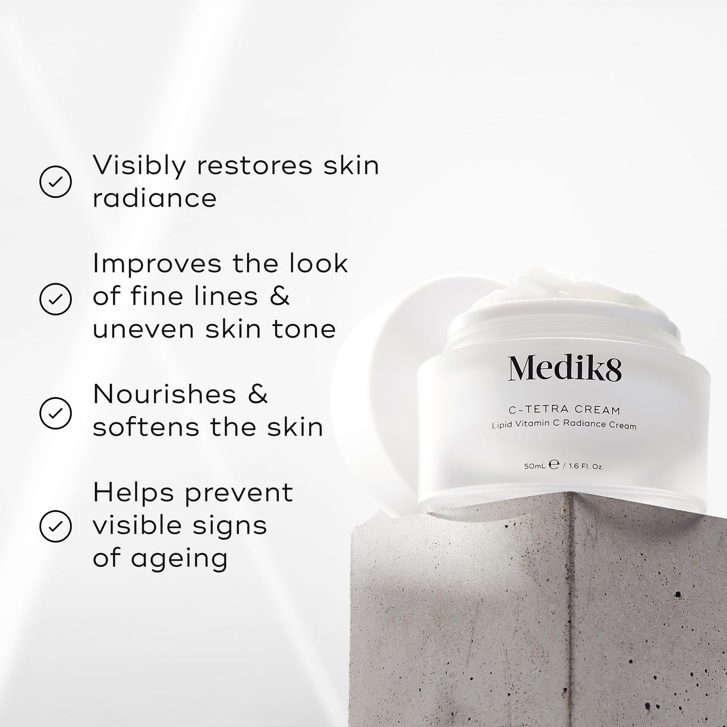 Medik8 C-Tetra Cream - Lipid Vitamin C Radiance Cream - Visibly Bright, Dewy and Energised Complexion - 50ml