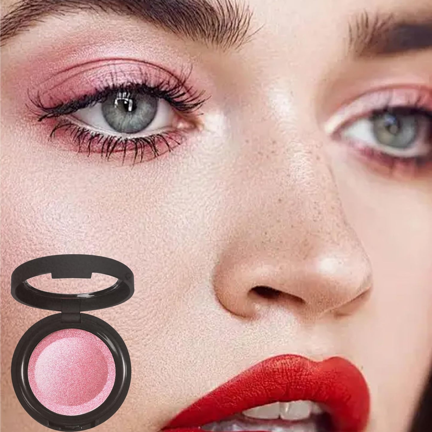 Pink Shimmer Eyeshadow Single Pink Eyeshadow Long-Lasting, Highly Pigmented Eye Shadows Waterproof Fine Powder Single Eye Shadow Palette Eyeshadow Make-Up for Women & Girls