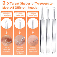 Blackhead Remover Tool Kit, IUMAKEVP 15 PCS Professional Stainless Steel Pimple Popper Comedone Extractor Tools for Removing Pimple, Blackheads, Zit on Face - Acne Removal Kit with Metal Case(Silvery)