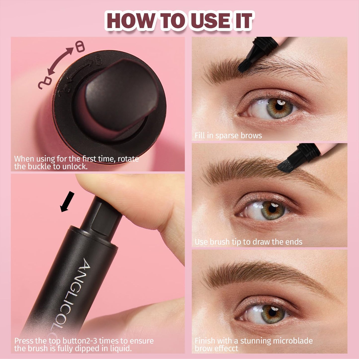 Anglicolor Brow Fection Angled Brush,Microblading Eyebrow Pen,Natural Brows Eyebrow Pen,Easy To Color,Long Lasting,Quick Drying,Natural Shaping Outlining Filling Eyebrow Makeup Upgrade (05#Espresso)