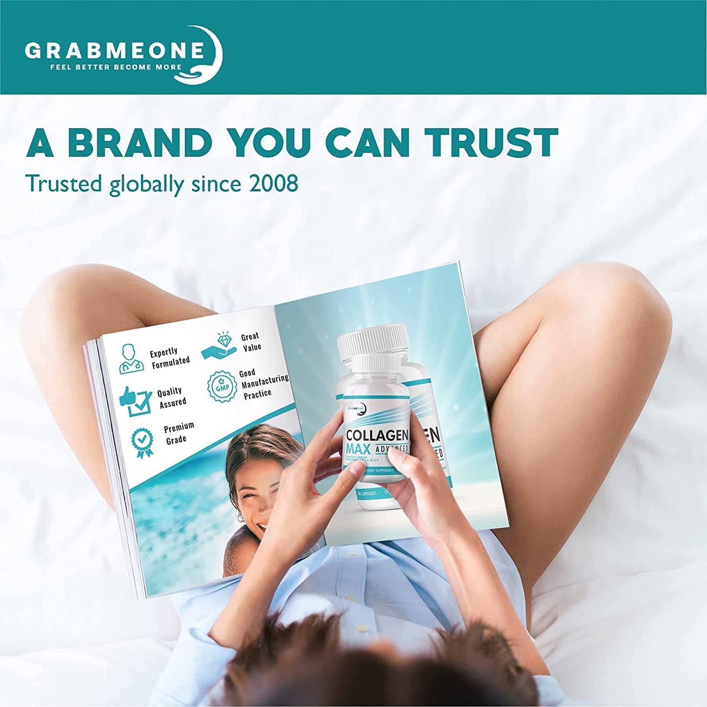 Premium Marine Collagen Supplements for Women, Ultra Potent Marine Collagen Capsules with Hyaluronic Acid and 1500mg Collagen Peptides per Serving to Support Joints, Hair, Skin, Nails & Bones