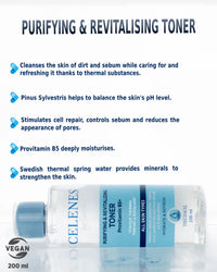 Celenes By Sweden Celenes by Sweden Thermal Water Glycolic Acid & Brightening Toner, 200 ml - Baltic Pine, Provitamin B5 & Niacinamide Formula - Pore Minimizer & Hydrating Care - All Skin Types - Paraben/Alcohol Free