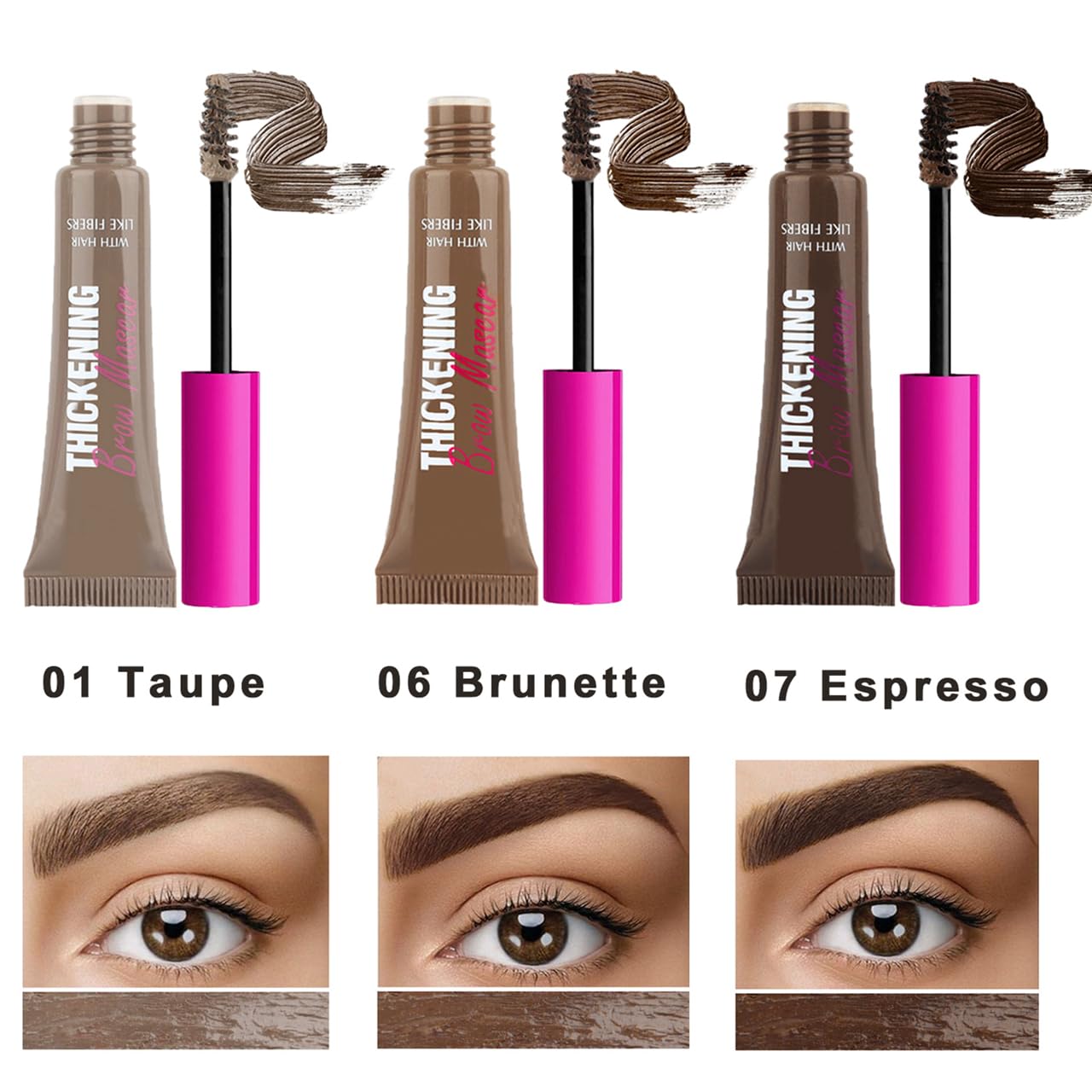 FPNNZ Eyebrow Gel, Brow Gel with Waterproof Formula Long-Wear, Volumizing, Buildable, Creamy Gel Formula for Brow Colour and Structure Non-Sticky, Smudge-Proof Instant Brow Styler (01#Taupe)