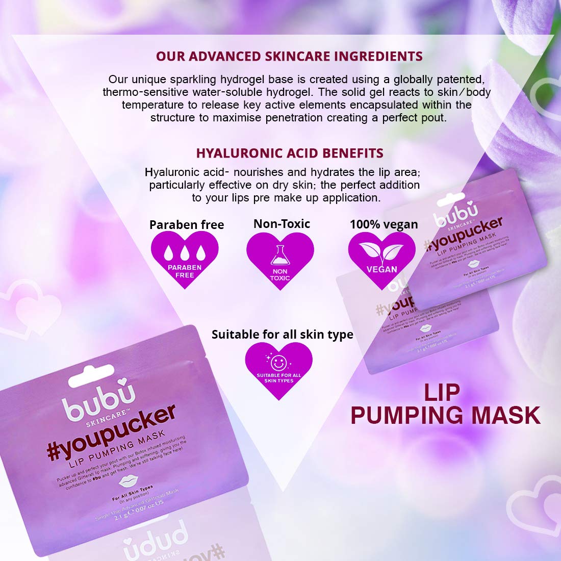 bubu skincare Bubu Lip Plumping Mask - #YOUPUCKER Helps Hydrate & Moisturise Lips, Hydrogel Sheet Mask - Nourishing & Exfoliation Helps Reduce Lip Lines | Vegan (Single Pack)